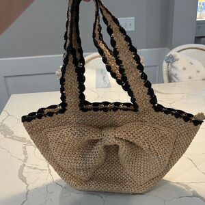 Kate Spade Tan and Black Woven Tote